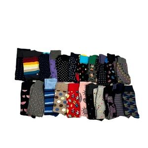 22 Pairs Mens size 9-13 Assorted Dress Socks/dots/stripes/stance/big/tall